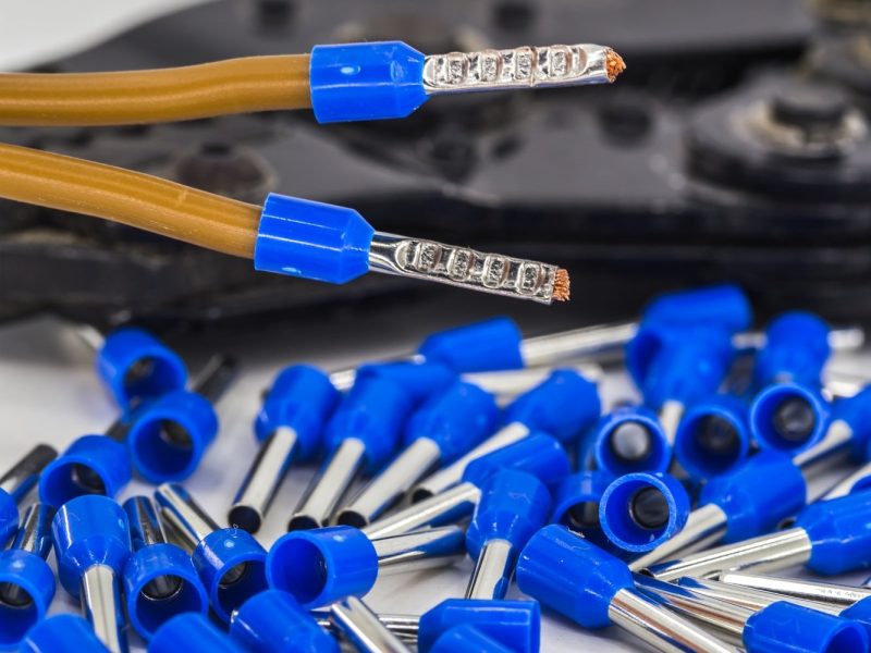 electrical cable with insulated tip, closeup